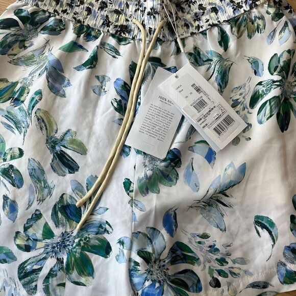 MUNTHE Uniga Floral Silk Blend Drawstring Shorts in Blue Size 8 NWT $265 - Picture 8 of 8